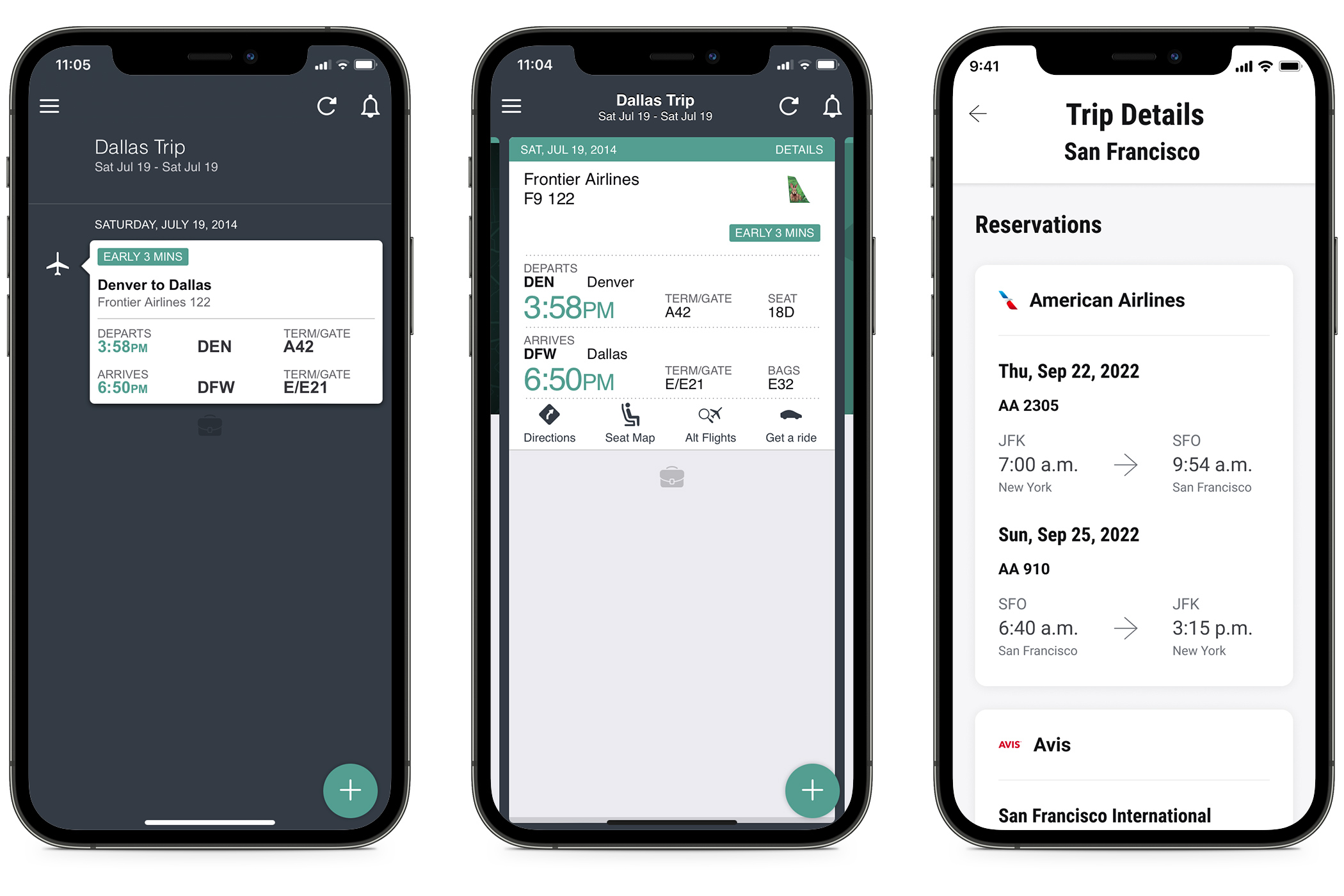 TripCase Trip Details (Before & After)